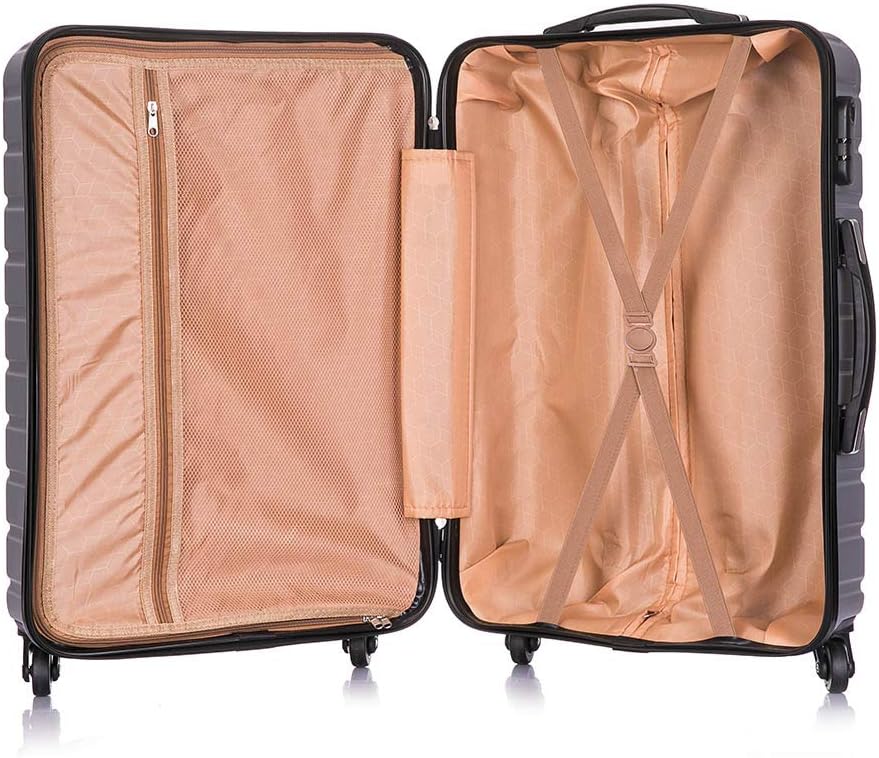 review 4PC Luggage Sets -Carry On Luggage Hardshell Luggage Sets Spinner Luggage Traveling Suitcase (Silver 18 20 24 28Inch)