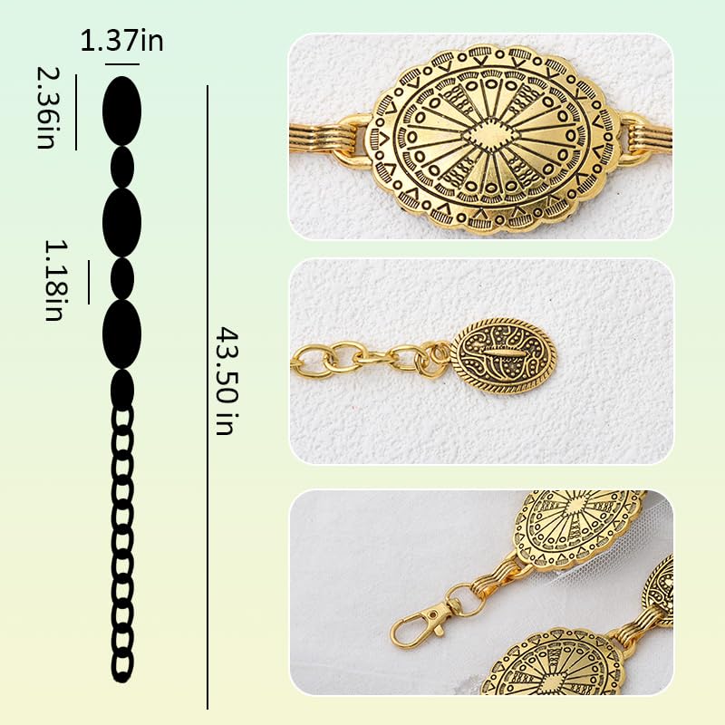 Vintage Western Cowgirl Belt for Women Girls Boho Y2k Grunge Accessories Gold Metal Chain Belts for Women Girls Retro Country Concert Dress Belt for Skirts Jeans Boho Waist Belts Cowgirl Accessories2