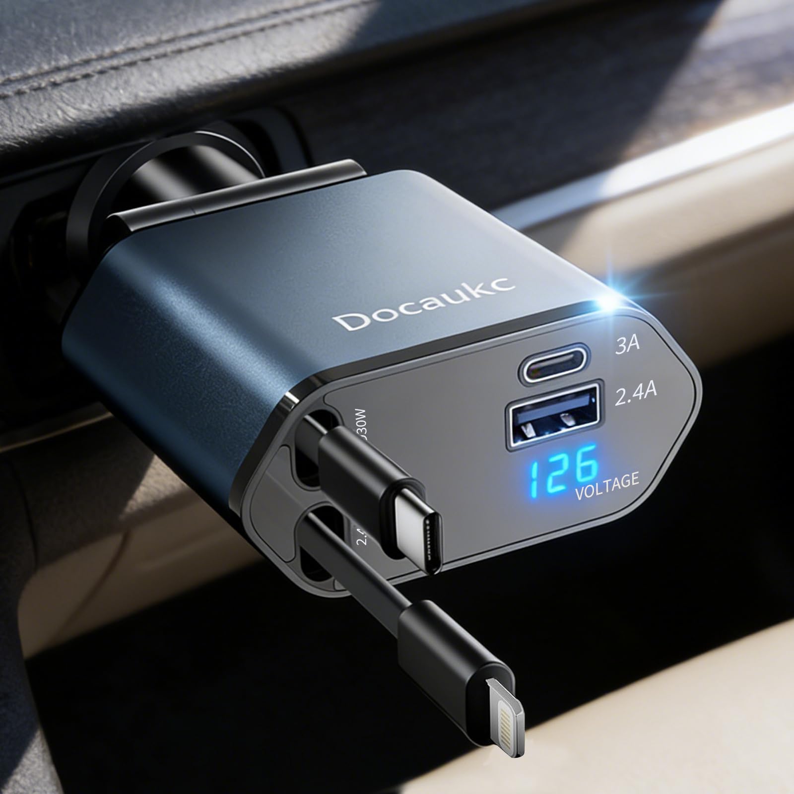 Photo 1 of Retractable Car Charger for iPhone 17, 69W USB C 4 in 1 Fast Charging, Car Truck Accessories, Car Adapter, Road Trip Essentials Gift for Men Women, for iPhone 17 Pro Max Air 16 15 14 13, Galaxy, Pixel