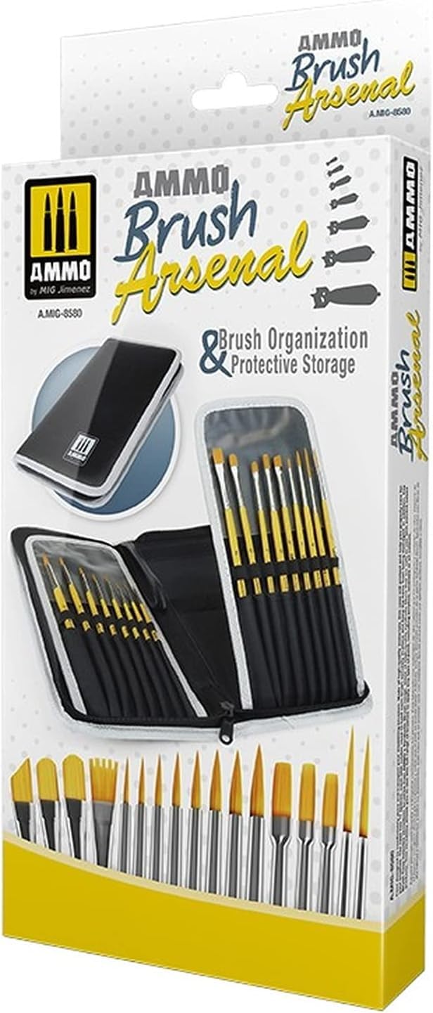 Mig Jimenez Transparent Tactical Brush Organizer - Protective Storage For Art & Craft Supplies