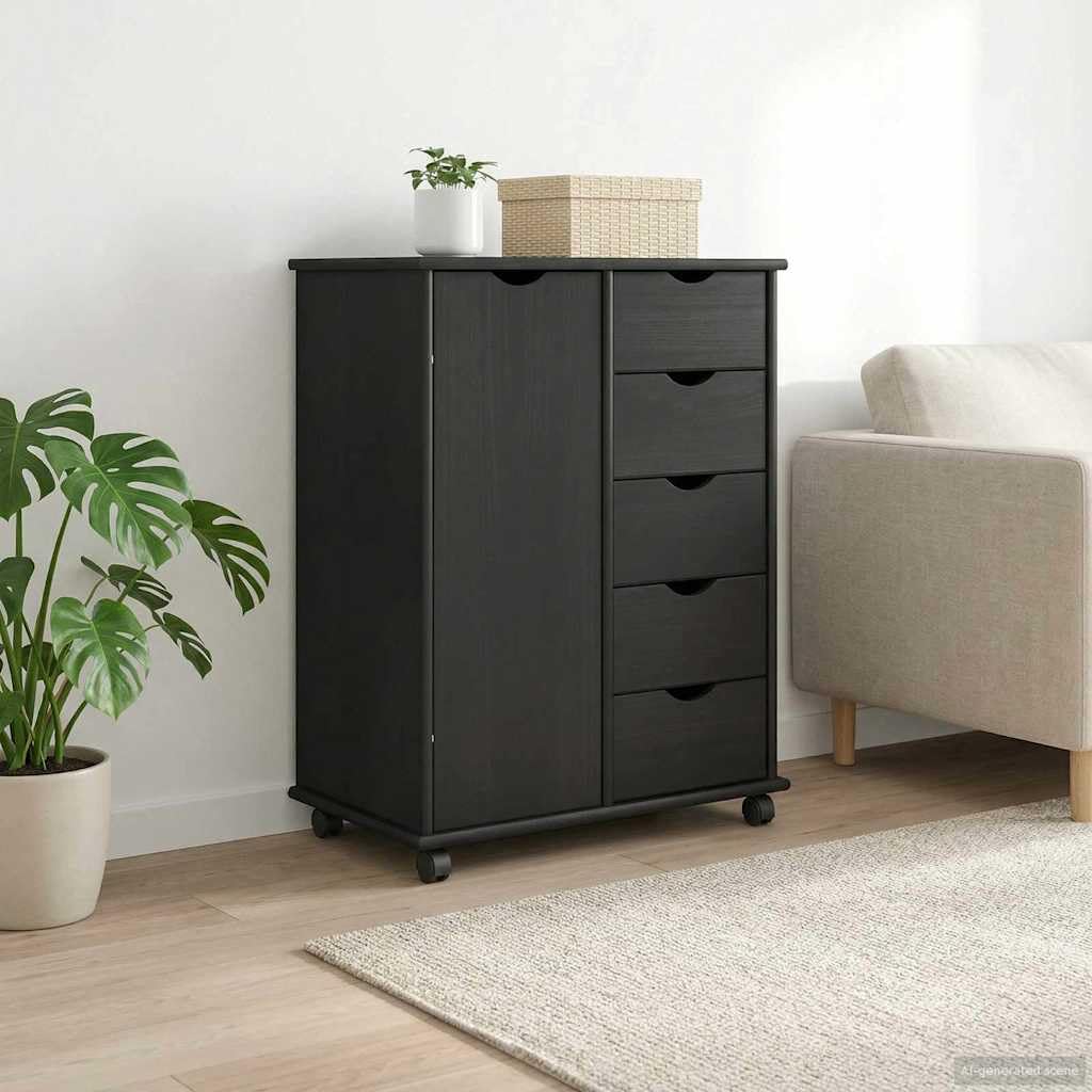 Mobile con Ruote Legno di Pino Massello 63,5 x 39 x 79 cm
