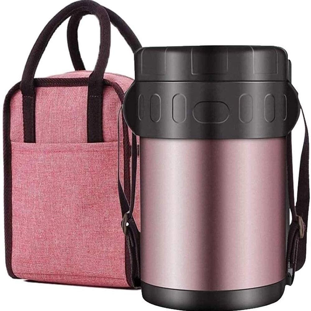 BentoLunchbox Auslaufsichere Isolierflasche Thermobehälter mit Isoliertasche, Edelstahl vakuumisoliert, 1,5 l/2 l, geeignet für Arbeit, Schule, Picknick, Bento-Stil, Mittagessen Lösung O (1,5 l|blu