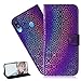 Produktbild HMTECH Galaxy A40 Hülle,Für Samsung Galaxy A40 Handyhülle Glitzer Bling Bunte Prägung Blume Flip PU Leder Cover Magnet Schutzhülle Tasche Ständer Handytasche für Samsung Galaxy A40,TX Pure XC Purple