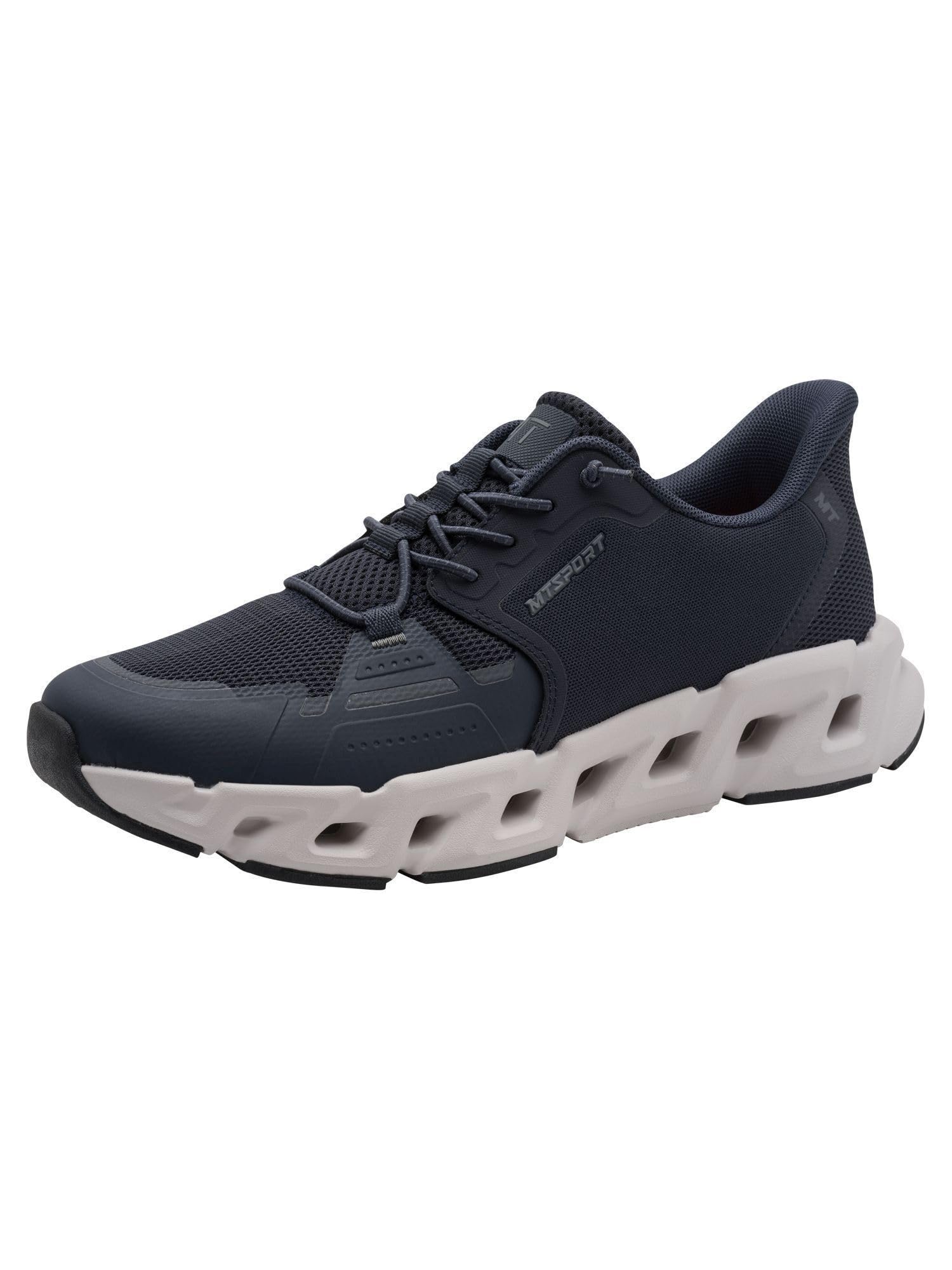 MARCO TOZZI Men's Sneaker Removable Footbed Lightweight Elastic Lacing Stylish, Blue (Navy), 10.5 UK