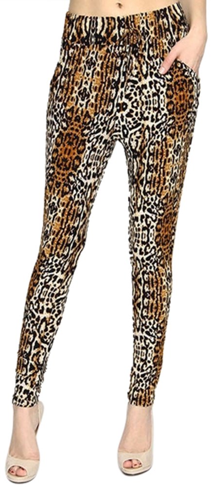 ToBeInStyle Womens Harem Pants - Animal - Brown - M-L