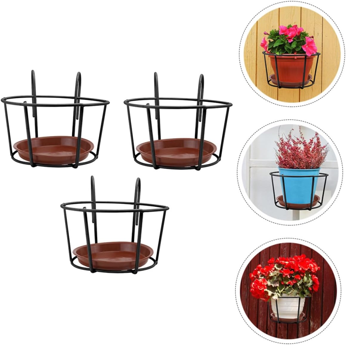 Toyvian 3sets Iron Flowerpot Racks Hanging Holders for Balcony and Windowsill Plant Stands for Flower Resistant Design