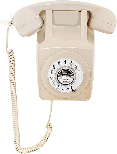 Teléfono de pared vintage, teléfono fijo de esfera giratoria retro, teléfono doméstico clásico con cable para montaje en pared, teléfono antiguo de