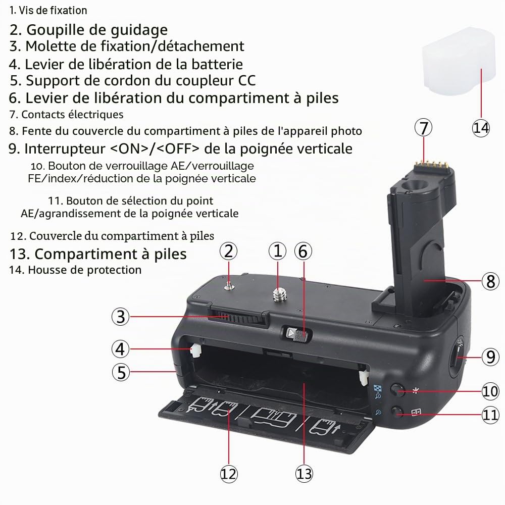 DSTE Multi-Puissance Vertical Batterie Poignée Titulaire pour Canon EOS 20D 30D 40D 50D DSLR Caméra comme BG-E2N avec 2-pack BP-511