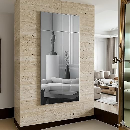WAKAI VISUAL Square Mirror Wall Stickers, 15 x 15 cm, Set of 10, Silver, Acrylic 3D Decorative Self-Adhesive Stickers for ...