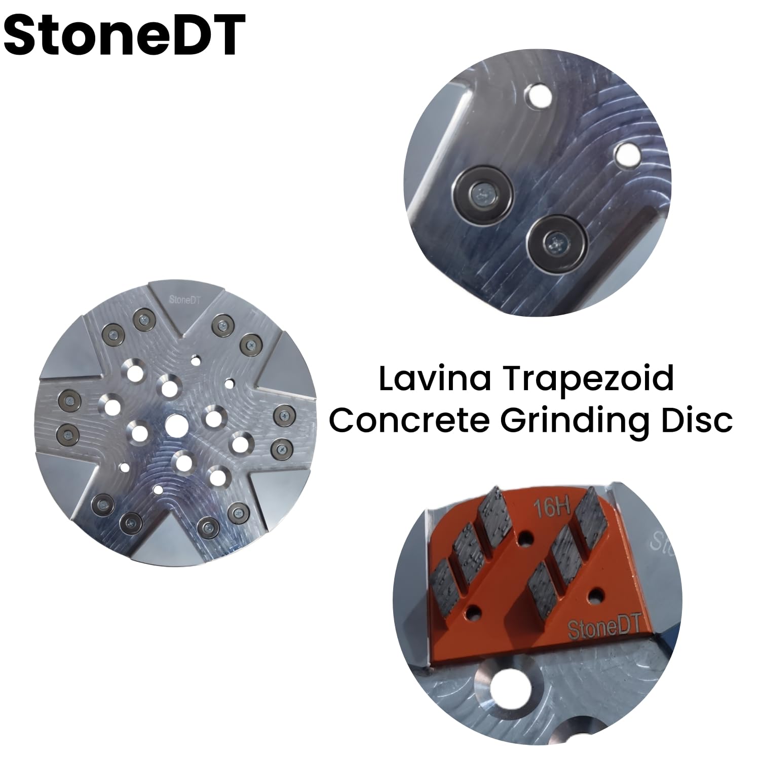 10’’ Magnetic Adapter Plate Compatible with Edco Husqvarna Blastrac MK Grinders, Conversion to 6 Pieces Lavina Concrete Grinding Disc