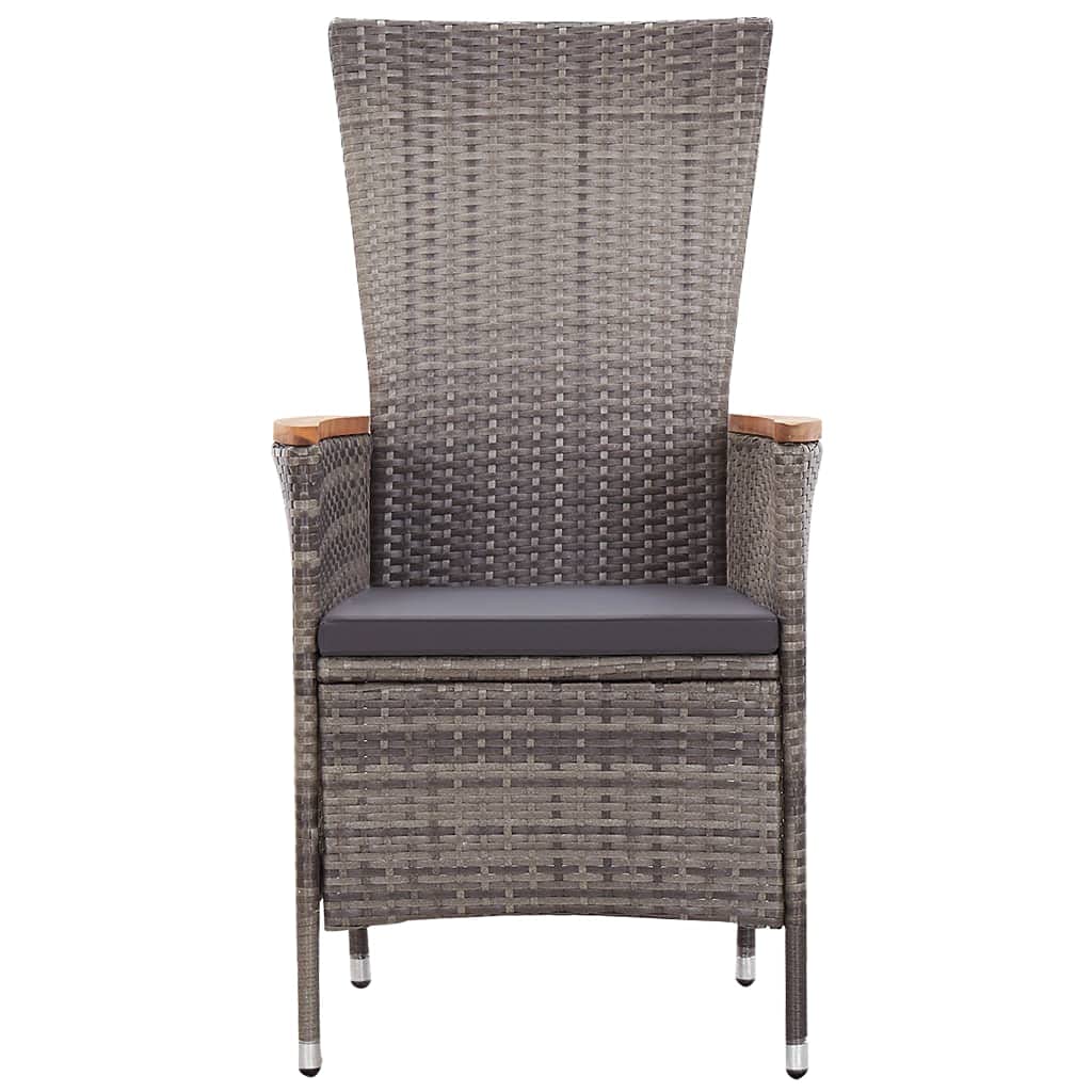 Juego de muebles de jardín con cojines grises, mesa de comedor para exteriores para patio y jardín, juego de muebles de jardín con cojines de fácil cuidado y sillas ajustables