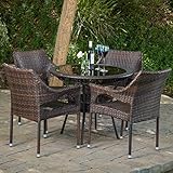 GDFStudio Outdoor Multibrown Wicker 5pc Dining Set