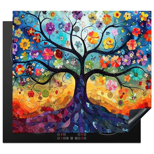 KitchenYeah© Herdabdeckplatte 60x52 cm Einteilig Küche Herdabdeckung Induktionsfeld Ceranfeld Herdabdeckplatten Vinyl Matte Aufrollbar Baum des Lebens - Farben - Baum KitchenYeah© Herdabdeckplatte 60x52 cm Einteilig Küche Herdabdeckung Induktionsfeld Ceranfeld Herdabdeckplatten Vinyl Matte Aufrollbar Baum des Lebens - Farben - Baum