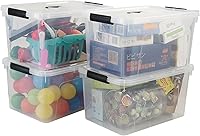 Vista 11 de Cajas de almacenamiento de plástico de 8 L, contenedor de almacenamiento transparente con mango negro, paquete de 2