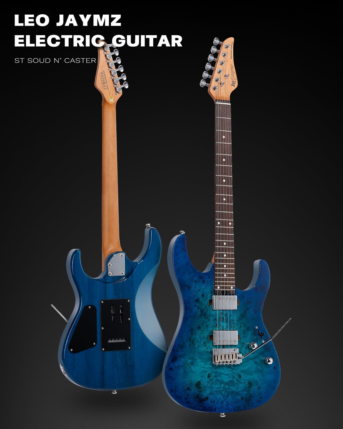 Leo Jaymz ST Pro Electric Guitar with Coil-Split, Roasted Maple Neck, Rosewood Fingerboard, Mahogany Body, Alnico 5 Pickups