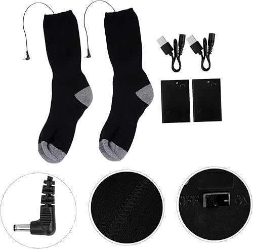Miniatura 9 de BESPORTBLE Calcetines calefactables USB Aa batería calentadores de pies para mujeres hombres calcetines de vestir eléctricos con batería recargable