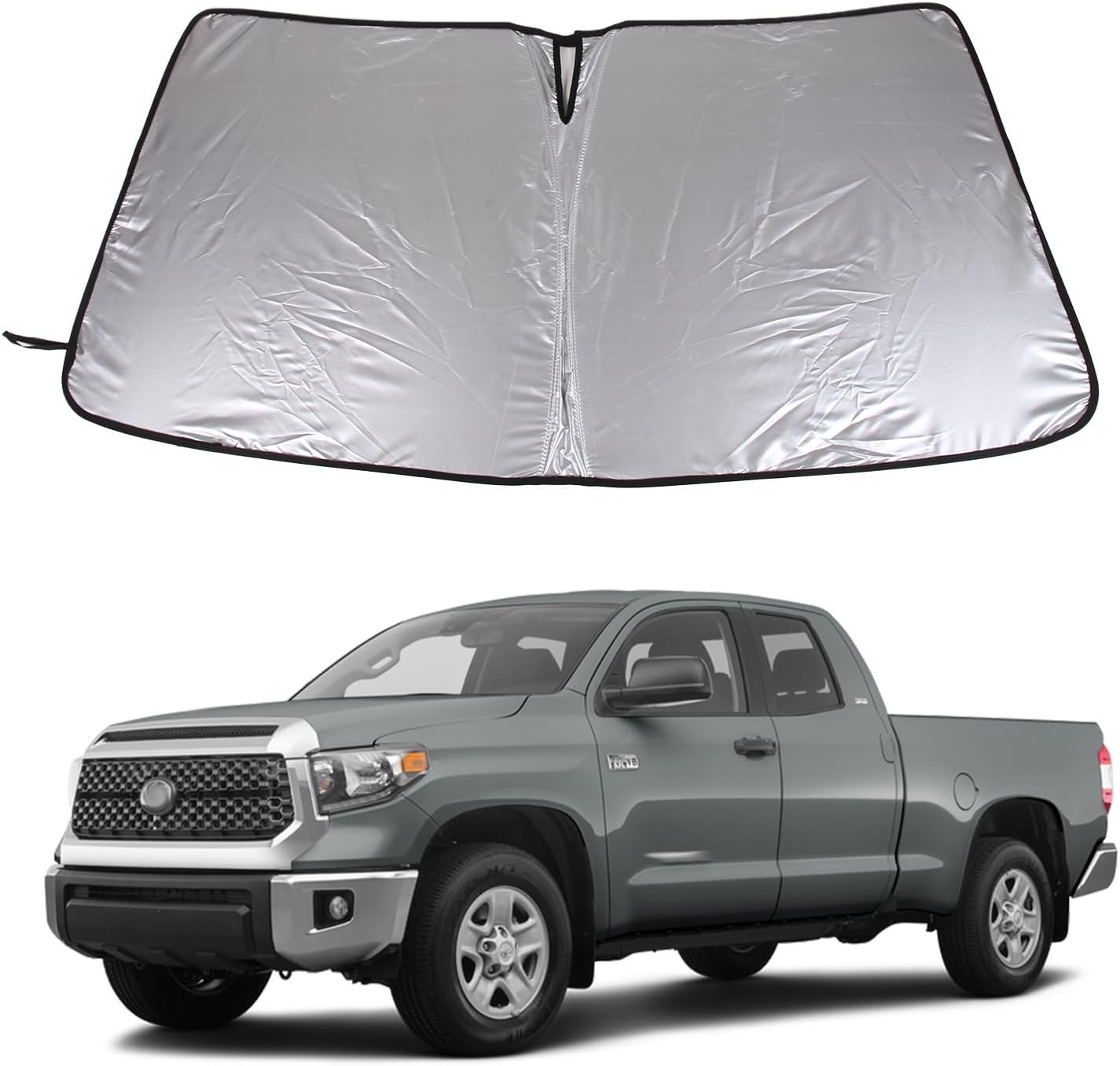 Front Window Sun Shade for Toyo-ta Tundra 2007-2021, Front Windshield Sunshade, Sun Visor Blocker, UV Protection to Keep Your Vehicle Cool, Lightweight & Portable