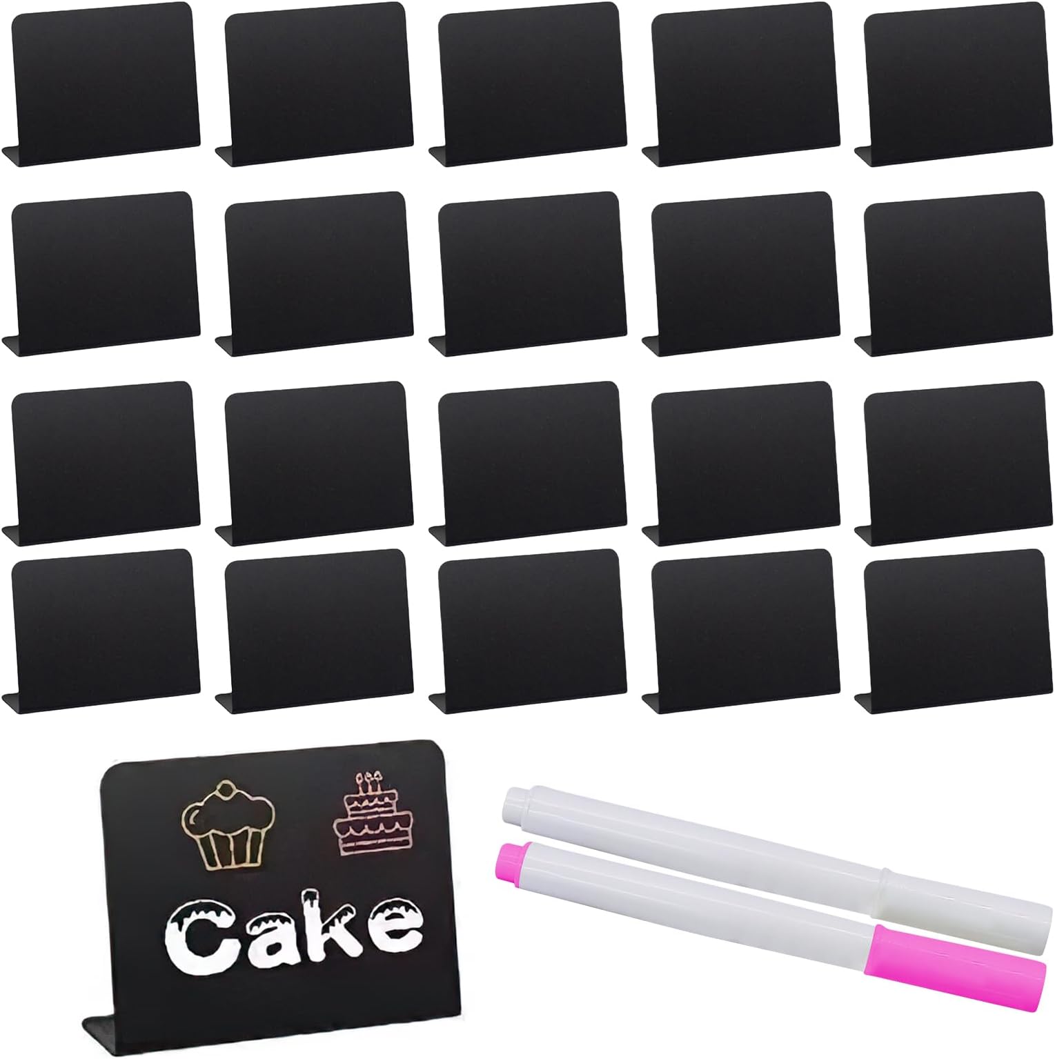 54-Piece Mini Chalkboard Sign Set With Stands, Erasable Markers & Stickers – Perfect For Buffets, Weddings, Bakeries & Parties