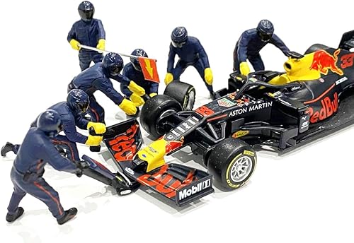 Miniatura 2 de American Diorama Formula One F1 Pit Crew 7 - Juego de figuras color azul para modelos a escala 1/18