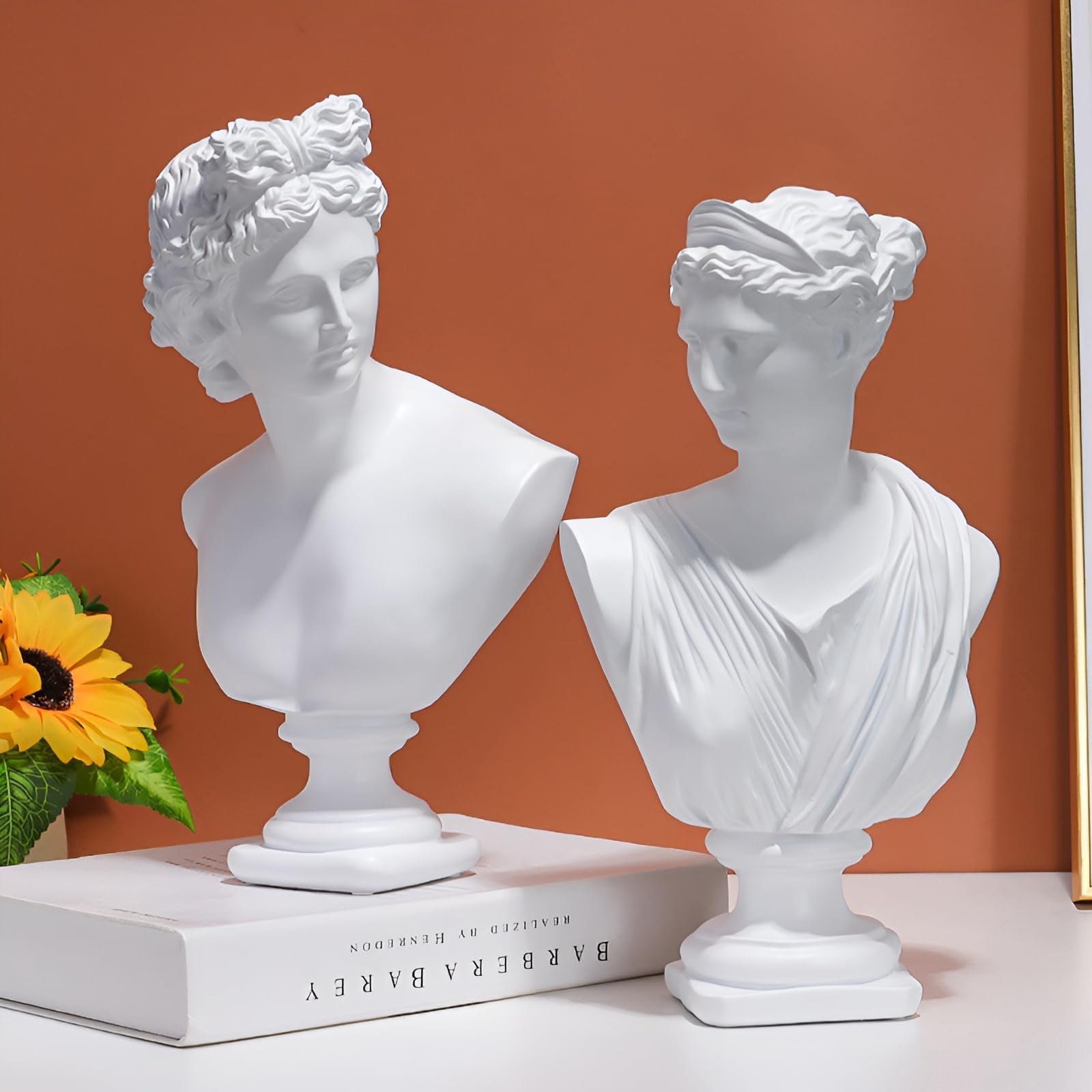 PAEFIU David Statue, Griechische Mythologie-Göttin-Statue, Michelangelo David Büste Figur, Apollo Dekorationen Skulpturen, Moderne Diana Ornamente, für Home Büro Bücherregal Skizze Praxis (Stil 1)