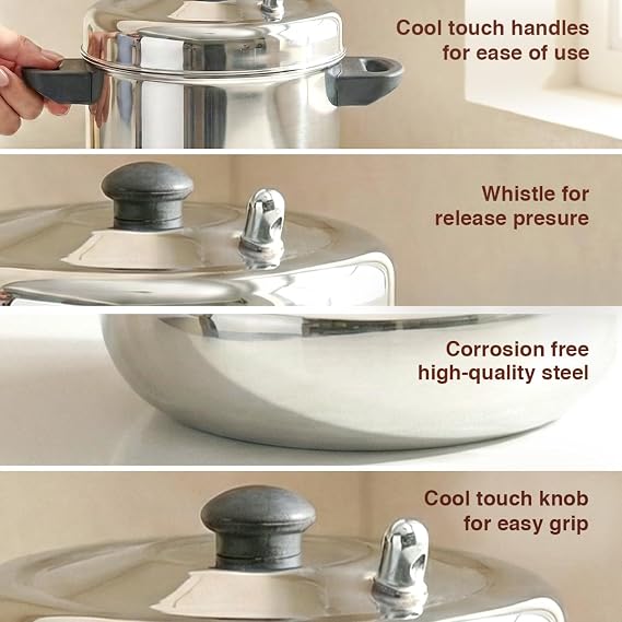 Prestige Judge Stainless Steel Idli Cooker with 6 Plates, 1.5 Liters, Induction Compatible Pressure Cooker