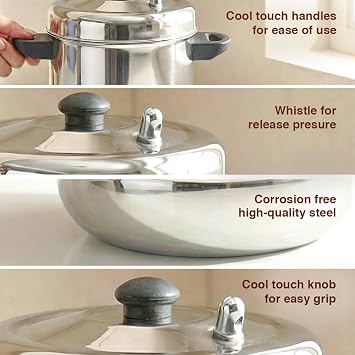 Prestige Judge Stainless Steel Idli Cooker with 6 Plates, 1.5 Liters, Induction Compatible Pressure Cooker