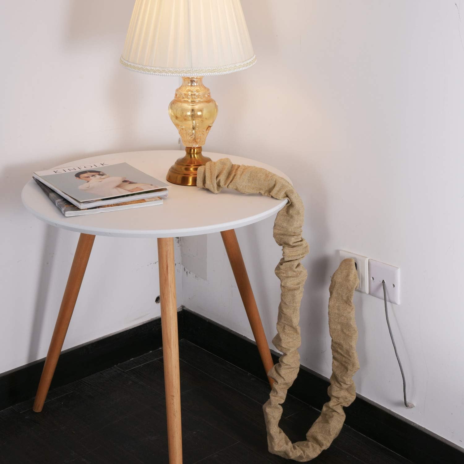 Canomo 2 Packs Chandelier Chain Cover Cord Cover 6 Feet for Chandelier Lighting Wires, Natural Jute