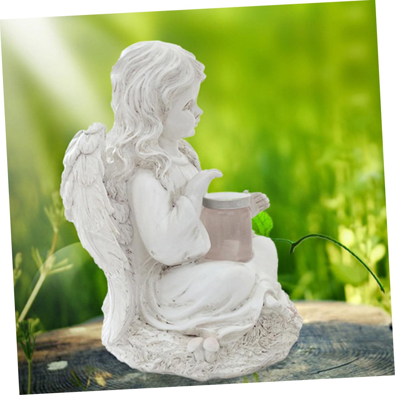 Solar Powered Resin Angel Statue Creative Garden Sculpture Outdoor Decor Unique Artistic Home Ornament