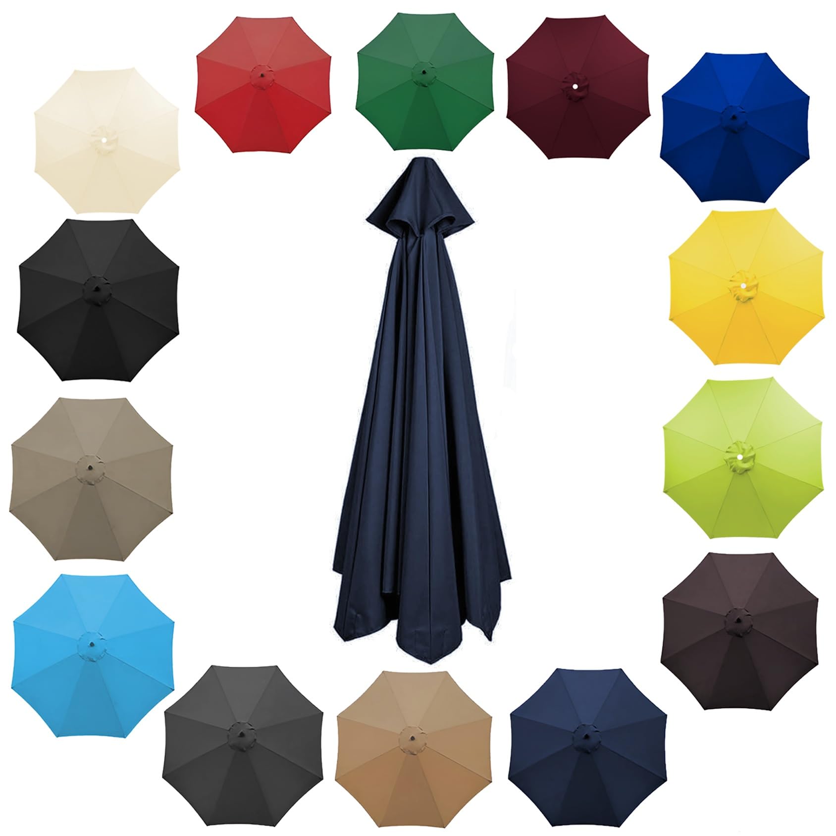 200cm 2.7m 300cm Umbrella Replacement Parasol Canopy, Garden Parasol Canopy Cover For Patio Sun Umbrella, 6 Arms/8 Arms Replacement Parasol Cover, Market Table Umbrella Replacement Top(Color:Navy blue