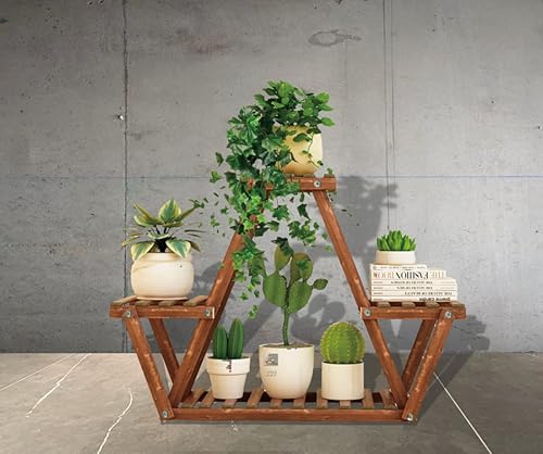 Miniatura 3 de NIREUS Soporte para plantas para interiores y exteriores, el soporte de madera para múltiples plantas se utiliza para terraza, sala de estar,
