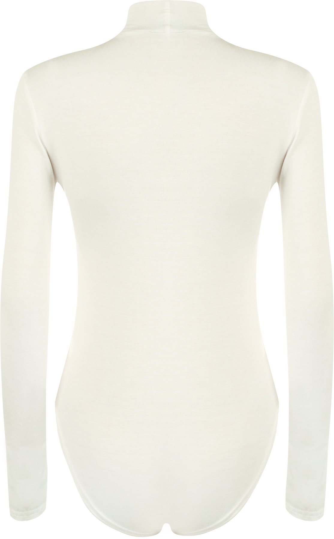WearAll Womens Turtle Neck Bodysuit Ladies Long Sleeve Stretch Leotard Top - Cream 12/14