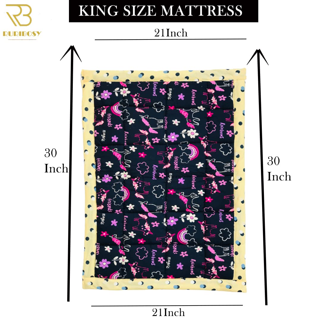 RURIBOSY| Bedding Mattress for Cotton,Baby Sleeping Bed Set Godari Baby Cradle Bed |Sleeping Mat |Multi Purpose Cushioned Bed | Made with Pure Cotton | Age(0-1YR) (Nevy-Blue) 4