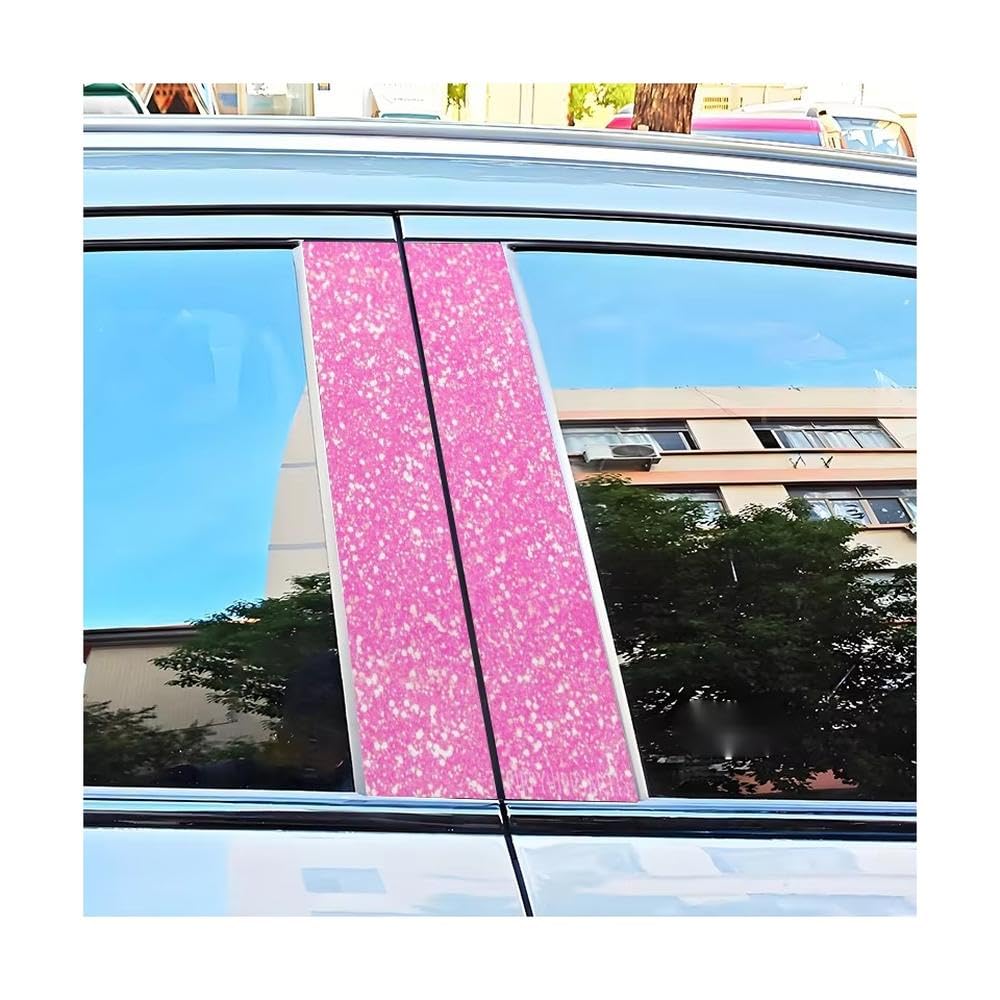 Bertdcx One Color Car B-Pillar Stickers With White Glitter Dots On A Pink Background Auto Parts