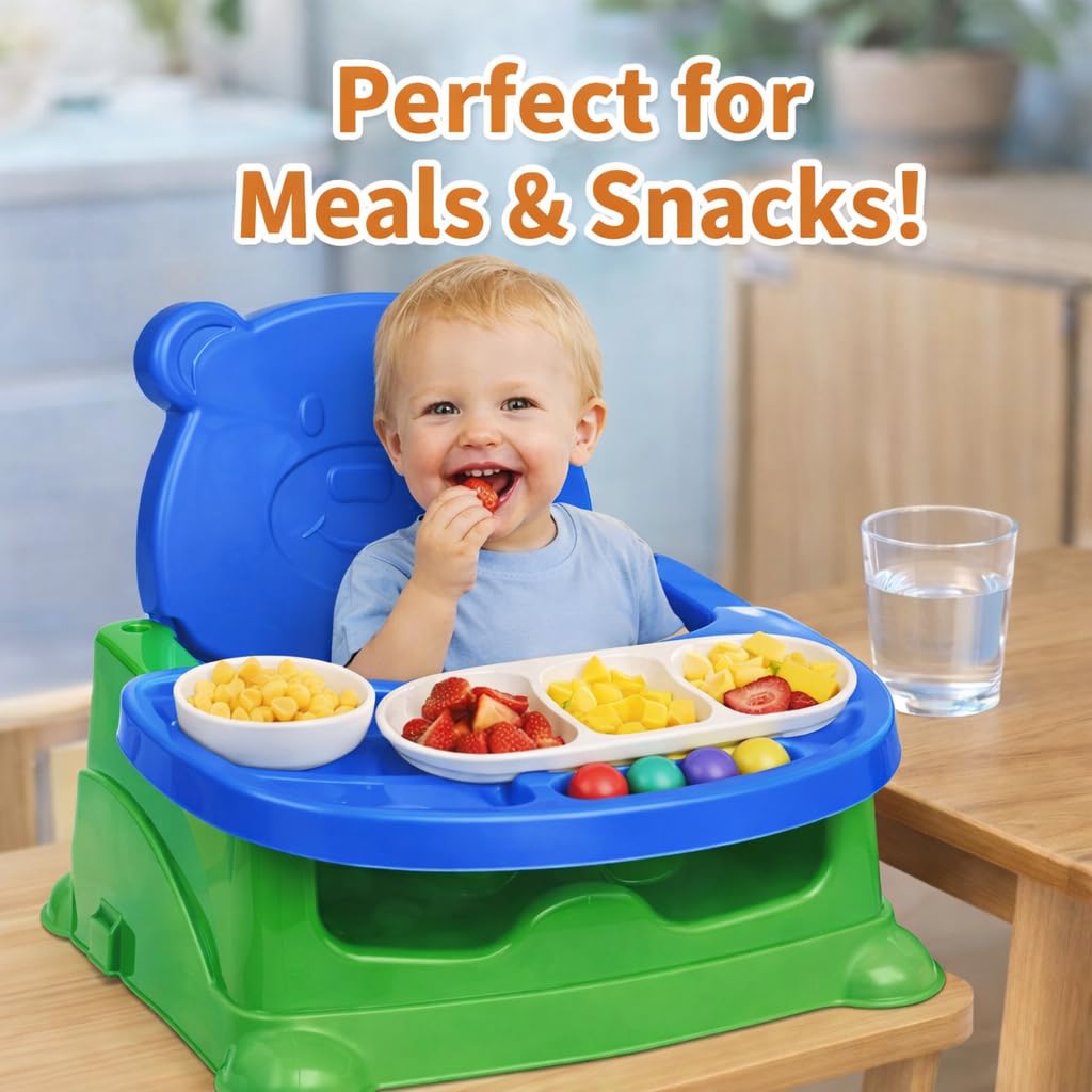 Braintastic Baby Booster Seat Cum Hanging Swing for Kids | 2-in-1 Toddler Feeding Chair with Tray, Rope and Wheels | Plastic Baby Seat for Infants 6 Months to 3 Years (Green) 2