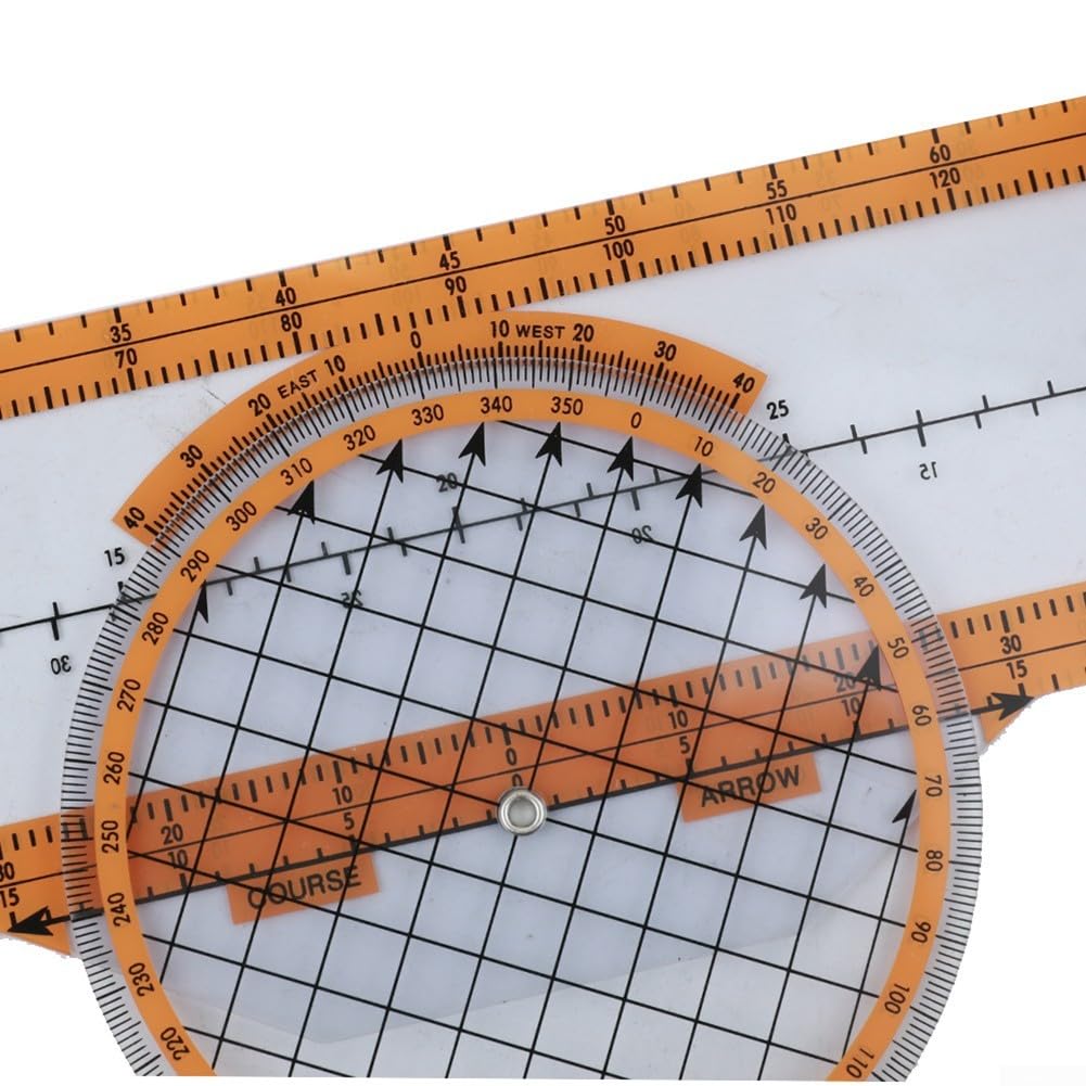 Plotter de navegación de aviación ABS transparente 360° regla deslizante para planificación de vuelo