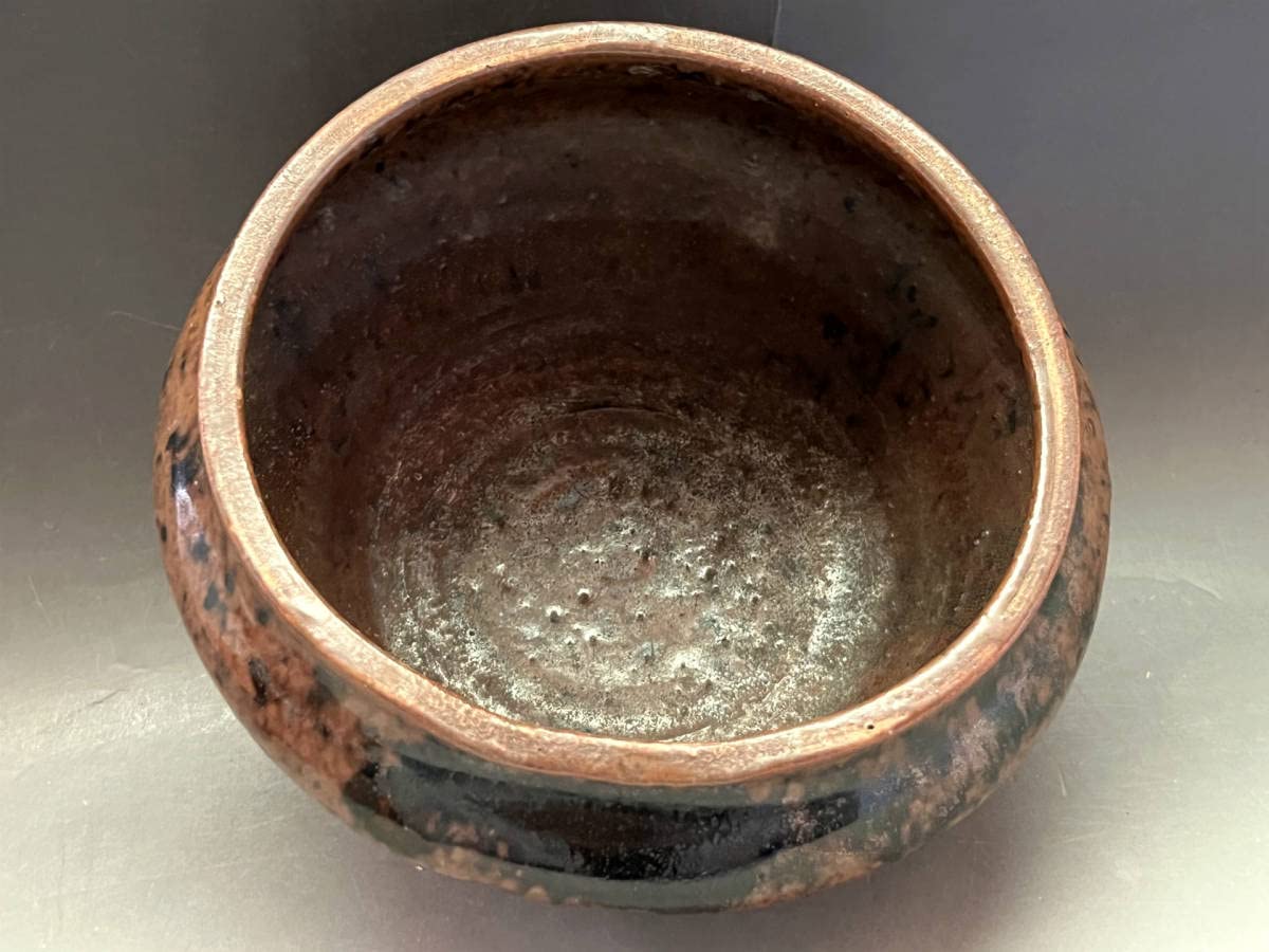 Amazon.co.jp: 茶碗名品！古い鉄釉建水江戸期糸切高台 茶釉 時代物 お 