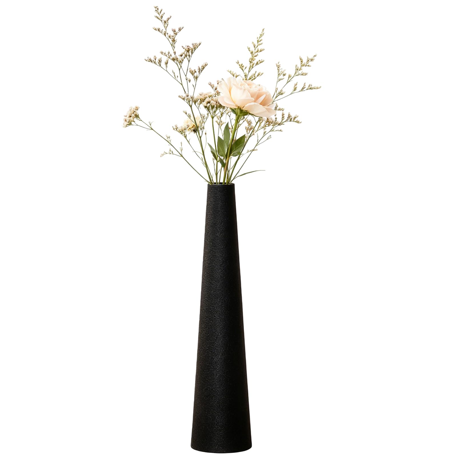 Vase en céramique noir de 21,6 cm au design minimaliste conique pour table