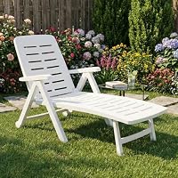 TRABELLA Garden Resin Plastic Pescara Lounger White