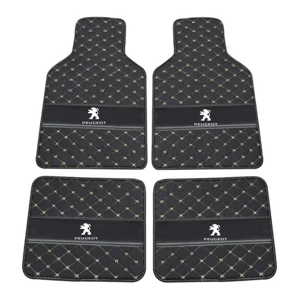 Tapis de sol voiture pour Peugeot 4008 2012-2017 | Set complet de 4 pièces noires