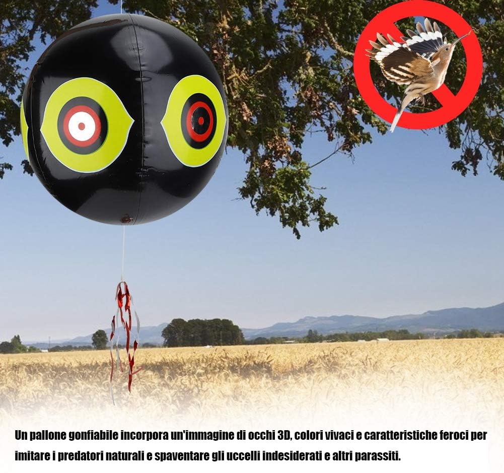 Ballon Anti-Oiseaux avec Yeux, Lot de 3, Répulsif pour Pigeons avec Corde, 3 Couleurs
