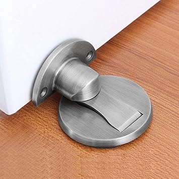 Magnetic Door Stop,Magnetic Door Stopper Brushed Satin Nickel,Floor Metal Magnetic Door Catch Invisible Door Holder with Adhesive,Stainless Steel Heavy Duty Silver Doorstop