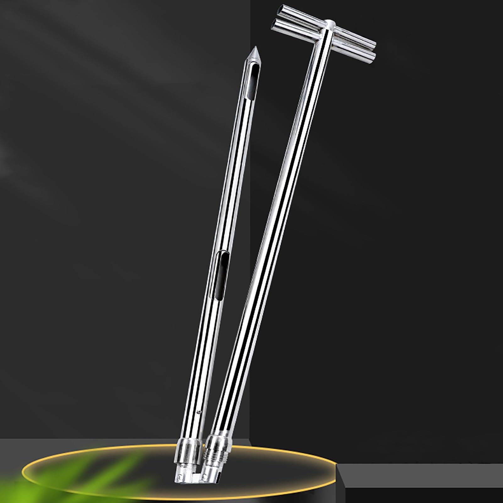 Folding Grain Probe Sampler Metal, Double Layer Grains Powder Sampling Tube for Agriculture, Beans Cement Fertilizer Solid Sample Tool(Dia-32mm (1 1/4"),L-2.5m (8.2ft))