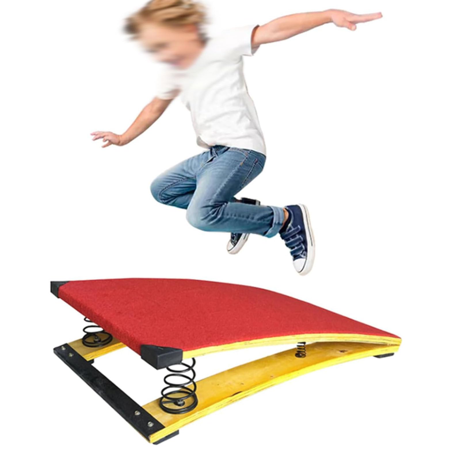 Juniorska trampolina gimnastyczna do skoków przez kozła i ćwiczeń w domu, szkole lub piwnicy – ​​przenośna, profilowana trampolina 50X80CM