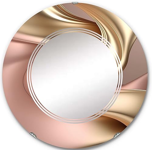 Miniatura 6 de DesignQ Oro líquido liso en tonos suaves de oro y gris pardo III, espejo de tocador, espejos de baño, espejos de pared para sala de estar,