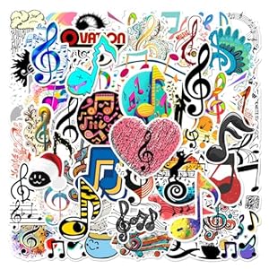 60 calcomanías musicales para botellas de agua, calcomanías de vinilo para notas musicales para niños, calcomanías de música impermeables para laptop, guitarra, hidroflask, álbumes de recortes, diario