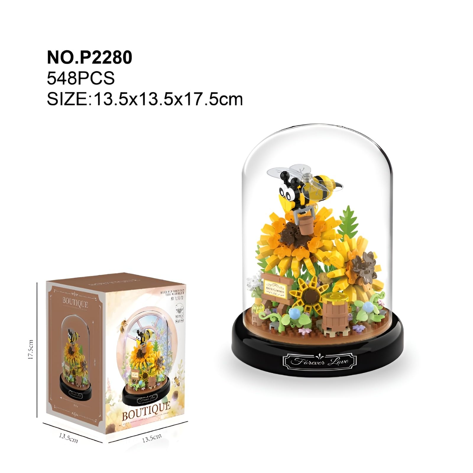 Unativer Sunflower Bouquet Building Blocks Set, 548 PCS Bee Flower Bouquet Model Toys with Dust Cover - Image 2