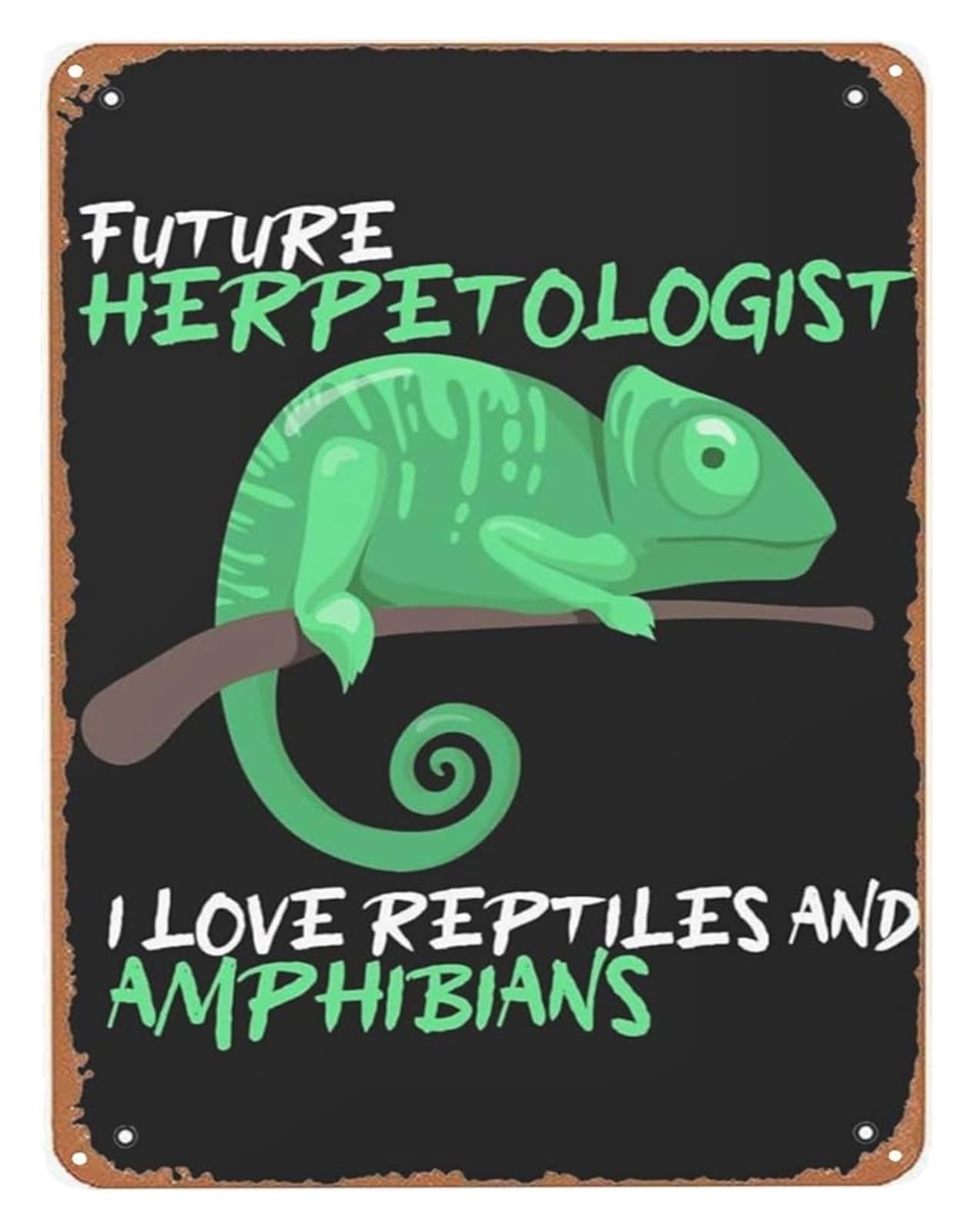 FNYUVNFAF Hand Lettered Metal Sign Future Herpetologist I Love Reptiles and Amphibians Artistic Typography Wall-Art for Eclectic Farmhouse Home 8 X 12 in