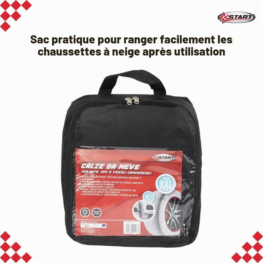 Start Chaussettes de neige taille XXL adaptées pour voitures SUV et véhicules commerciaux n'endommagent pas les jantes et faciles à monter