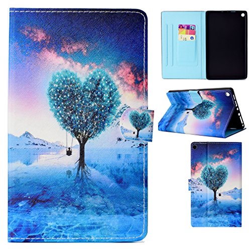 LMFULM® Case for Amazon Kindle Fire HD8 2016/2017 (8,0 Inch) PU Magnetic Leather Case Sleep/Wake Function Ice Tree Pattern Stent Function Holster Flip Cover for Kindle Fire HD8