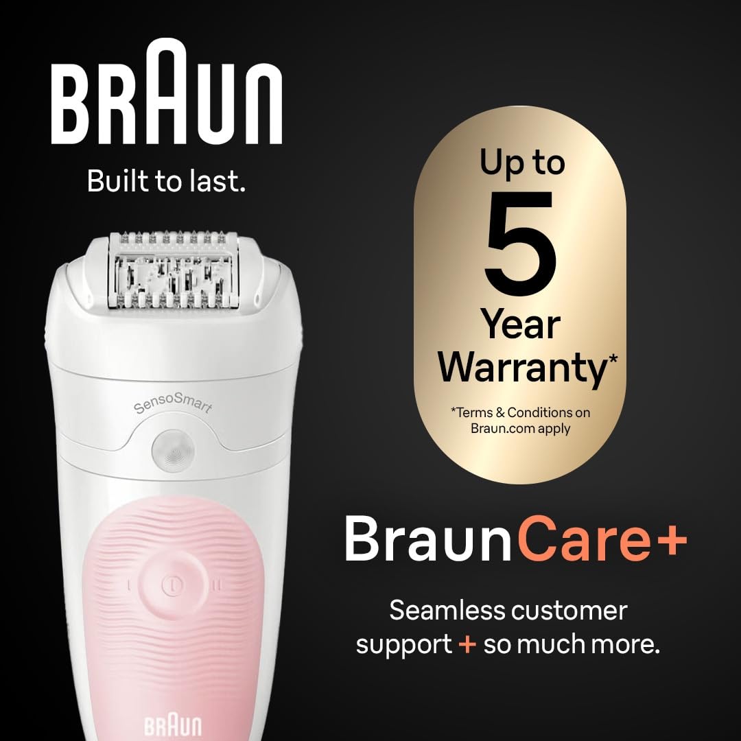 Braun Depiladora Silk-épil 5, dispositivo de depilación, afeitadora y recortadora para mujer, húmeda y seca, incluye tapa de contacto con la piel, SE5-011, gris